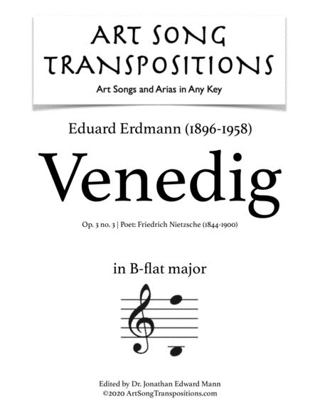 Venedig Op 3 No 3 Transposed To B Flat Major Sheet Music