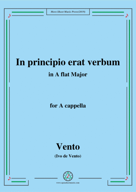 Vento In Principio Erat Verbum In A Flat Major For A Cappella Sheet Music