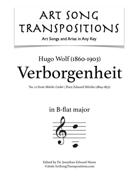 Free Sheet Music Verborgenheit Transposed To B Flat Major