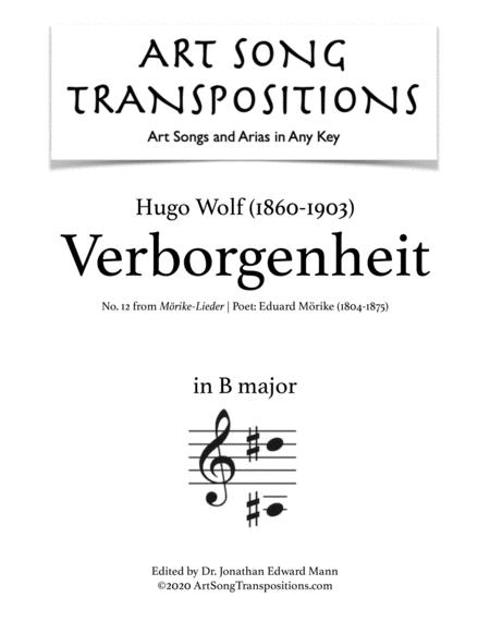 Free Sheet Music Verborgenheit Transposed To B Major