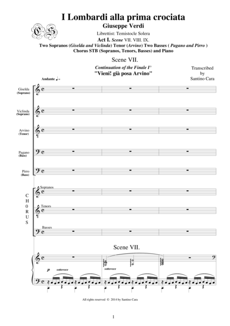 Verdi I Lombardi Alla Prima Crociat Act1 Vii Viii Ix Solo Voices Chorus And Piano Sheet Music