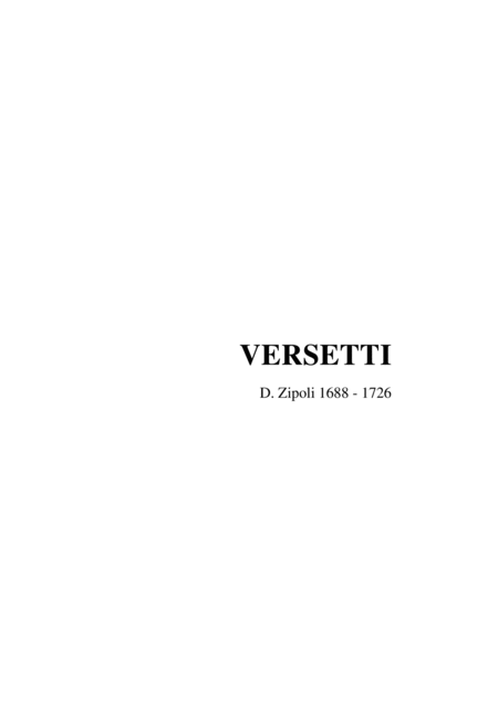 Versetti D Zipoli For Organ Sheet Music