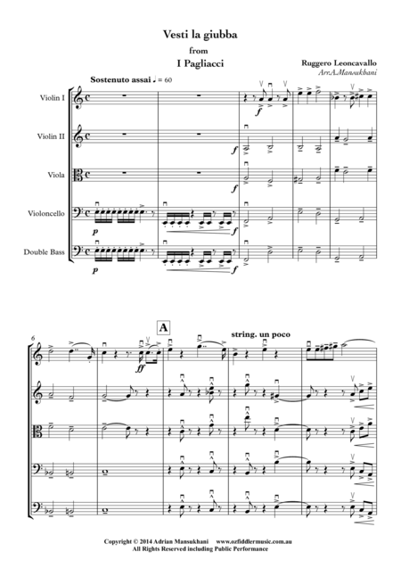 Vesti La Giubba From I Pagliacci Sheet Music