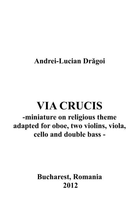 Free Sheet Music Via Crucis Miniature On Religious Theme Adapted For Oboe Two Violins Viola Cello And Double Bass