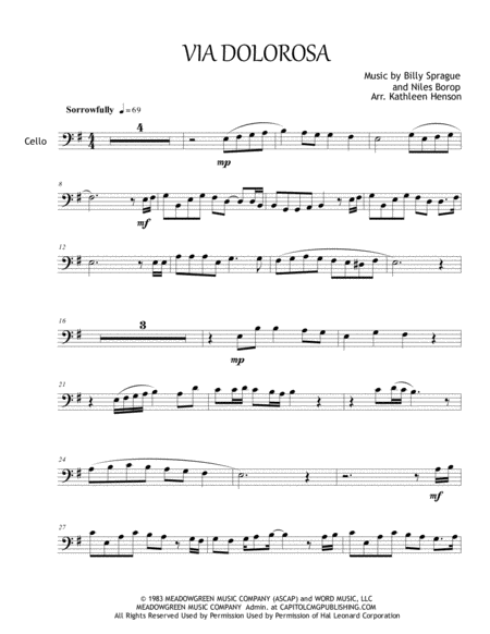 Via Dolorosa For Solo Cello Piano Accompaniment Sheet Music