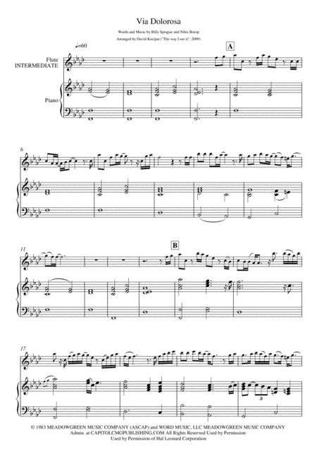 Via Dolorosa Piano Flute Intermediate Sheet Music