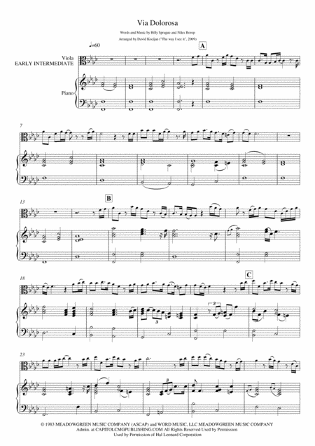 Via Dolorosa Piano Viola Early Intermediate Sheet Music