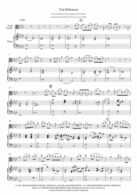 Via Dolorosa Piano Viola Easy Sheet Music