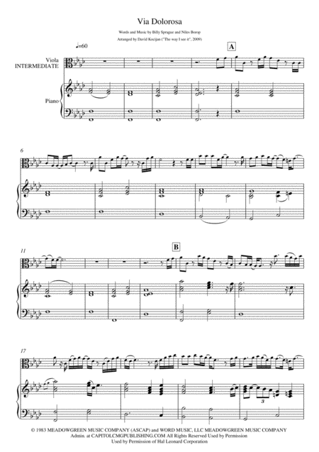 Via Dolorosa Piano Viola Intermediate Sheet Music