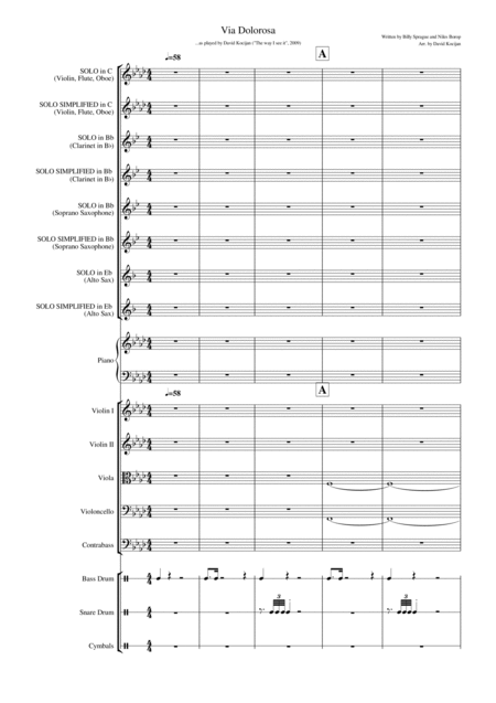 Free Sheet Music Via Dolorosa Piano Violin Cello Flute Clarinet Saxophone