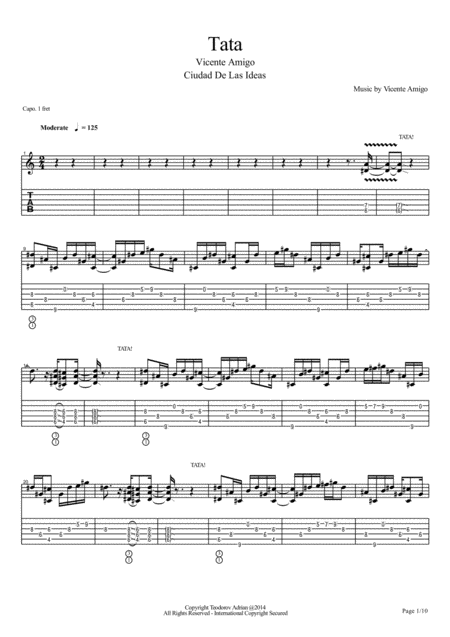 Free Sheet Music Vicente Amigo Ciudad De Las Ideas 6 Tata