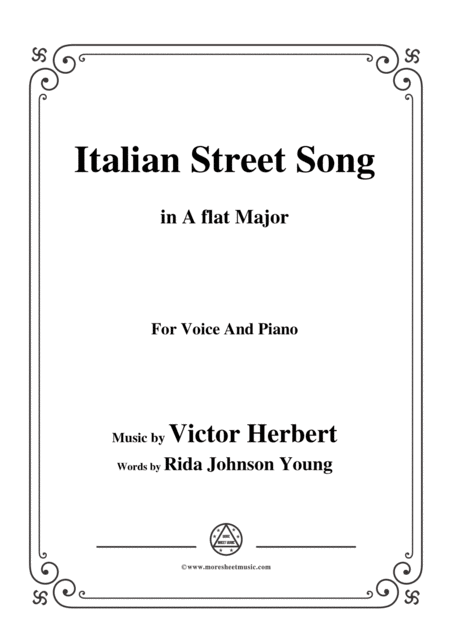 Victor Herbert Italian Street Song In A Flat Major For Voice And Piano Sheet Music