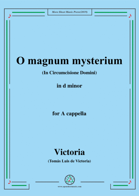 Victoria O Magnum Mysterium In D Minor For A Cappella Sheet Music