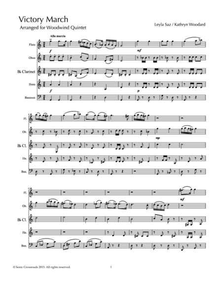 Victory March Woodwind Quintet Sheet Music