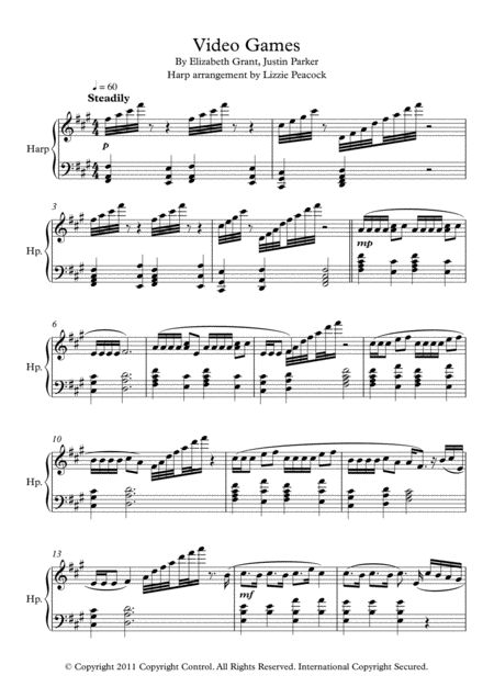 Video Games Harp Solo Sheet Music