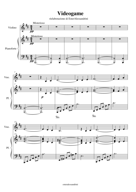 Videogame Per Violino E Pianoforte Sheet Music