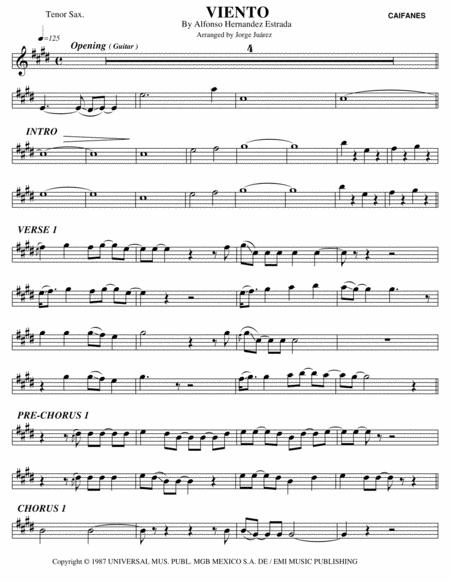 Free Sheet Music Viento Tenor Sax