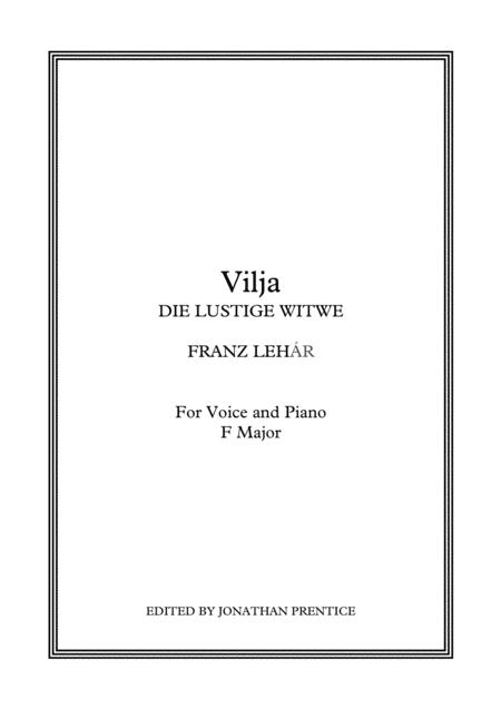 Vilja Die Lustige Witwe F Major Sheet Music