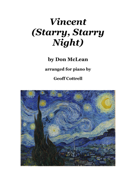 Vincent Starry Starry Night Piano Solo Sheet Music