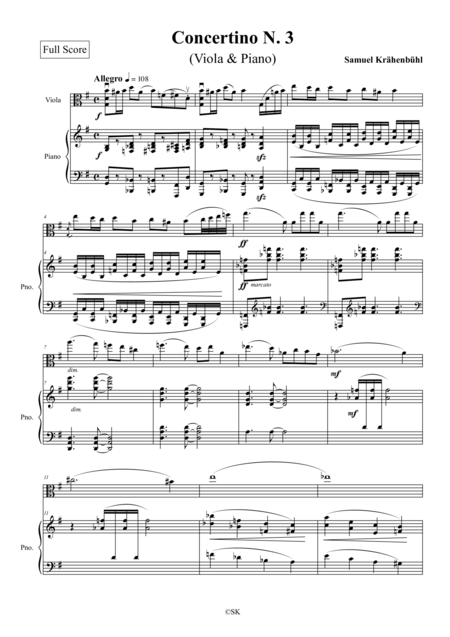 Free Sheet Music Viola Concertino N 3
