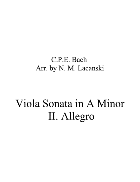 Viola Sonata In A Minor Ii Allegro Sheet Music