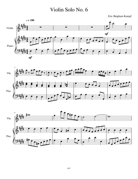 Free Sheet Music Violin Solo No 6