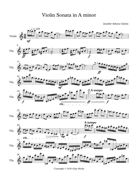 Violin Sonata In A Minor 2020 Sheet Music