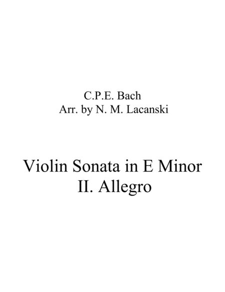 Free Sheet Music Violin Sonata In E Minor Ii Allegro