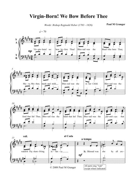 Free Sheet Music Virgin Born We Bow Before Thee