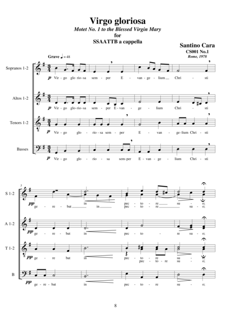 Virgo Gloriosa Motet For Ssaattb A Cappella Sheet Music