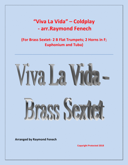 Viva La Vida Coldplay Brass Sextet With Optional Drum Set Sheet Music