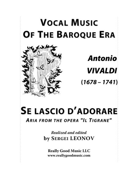Free Sheet Music Vivaldi Antonio Se Lascio D Adorare An Aria From The Opera Il Tigrane Arranged For Voice And Piano A Minor