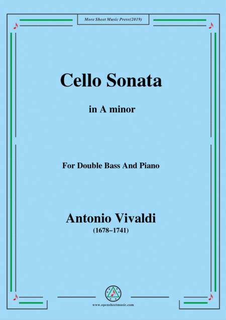 Vivaldi Cello Sonata In A Minor Op 14 Rv 43 From 6 Cello Sonatas Le Clerc Sheet Music