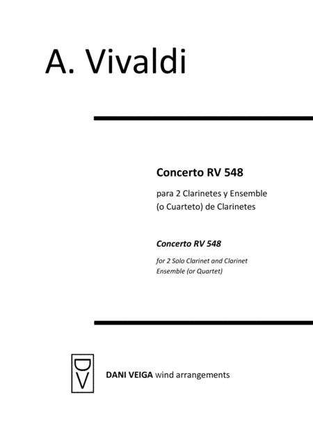 Vivaldi Concerto Rv 548 2 Clarinets With Clarinet Choir Sheet Music