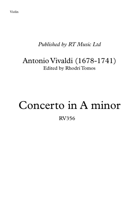 Vivaldi Rv356 Concerto In A Minor Solo Violin Trumpet Parts Sheet Music