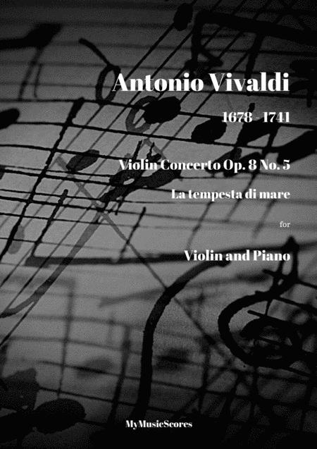 Vivaldi Violin Concerto Op 8 No 5 La Tempesta Di Mare For Violin And Piano Sheet Music