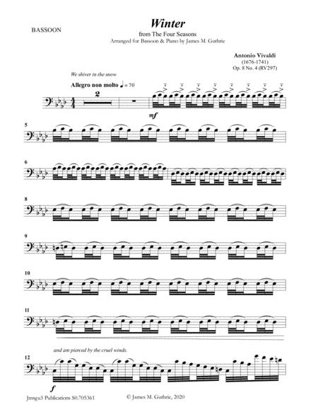 Vivaldi Winter From The Four Seasons For Bassoon Piano Sheet Music