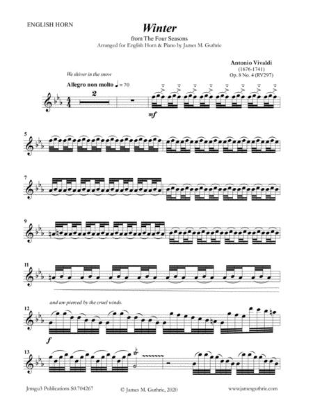 Vivaldi Winter From The Four Seasons For English Horn Piano Sheet Music