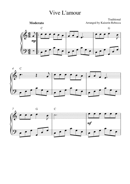 Free Sheet Music Vive L Amour Piano Solo With Chords