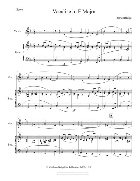 Free Sheet Music Vocalise In F Major