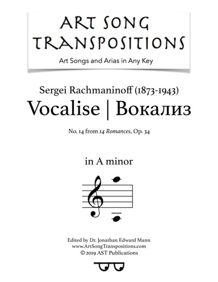 Free Sheet Music Vocalise Op 34 No 14 A Minor