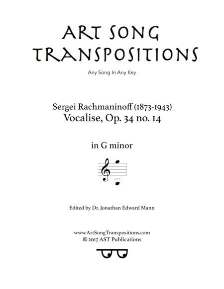 Vocalise Op 34 No 14 G Minor Sheet Music