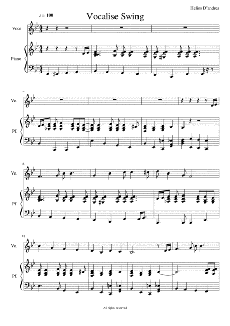 Vocalise Swing For Soprano And Piano Sheet Music