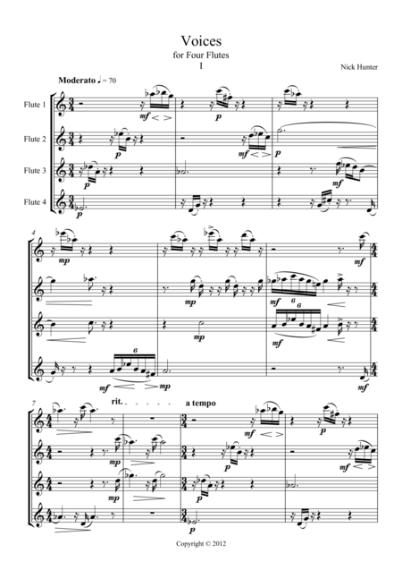 Voices For Four Flutes Sheet Music