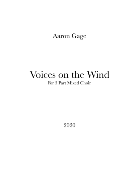 Voices On The Wind 3 Part Mixed Chorus Sheet Music