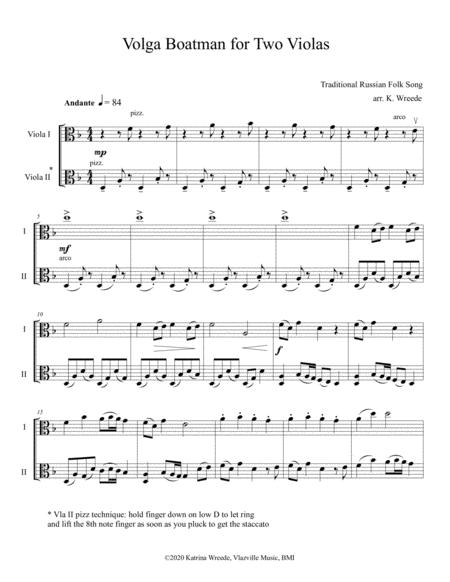 Volga Boatman For Two Violas Sheet Music