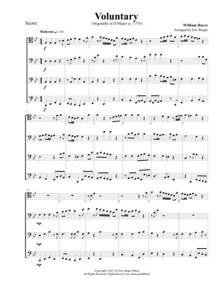 Free Sheet Music Voluntary For Trombone Or Low Brass Quartet