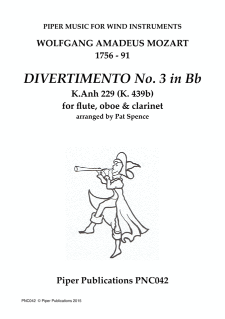 W A Mozart Divertimento No 3 In Bb K Anh 229 Sheet Music