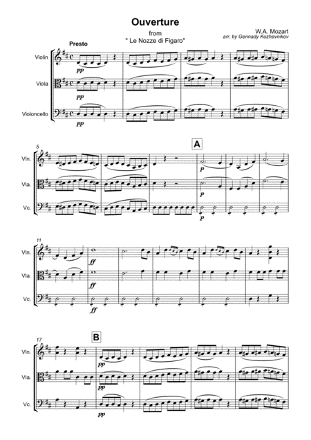 Free Sheet Music W A Mozart Ouverture From Le Nozze Di Figaro