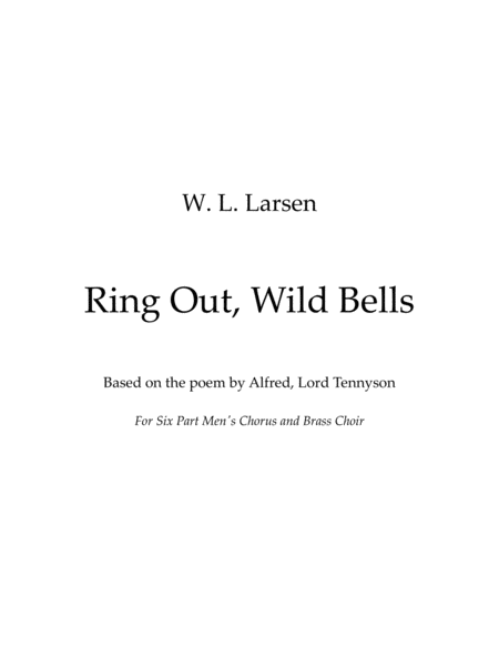 W L Larsen Ring Out Wild Bells Sheet Music